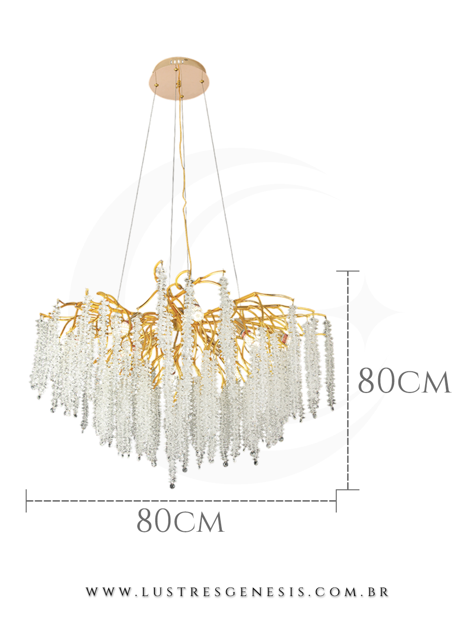 Lustre de Cristal Castanha Dourado 80x80m Para Sua Sala de Jantar
